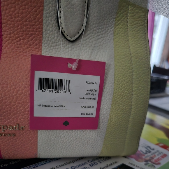 Kate Spade Striped Leather Satchel Crossbody - Picture 16 of 16